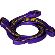 Ring 4 × 4 with 2 × 2 Hole and 4 Snake Head Ends and Yellow Scales Snake Print (Ninjago Spinner Crown) Dunkellila