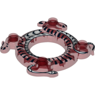 Ring 4 × 4 with 2 × 2 Hole and 2 Intertwined Snakes with White and Black Print (Ninjago Spinner Crown) Transparent-Rot