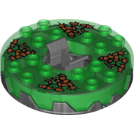Turntable 6 × 6 Round Pearl Titanium Base Serrated with Black and Orange Print Trans-Green