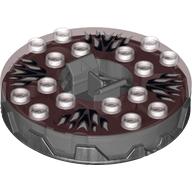 Turntable 6 × 6 Round Pearl Titanium Base Serrated with White Print (Ninjago Spinner) Transparent-Rot