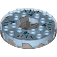 Turntable 6 × 6 Round Flat Silver Base Serrated with Ice Shards Print Trans-Medium Blue