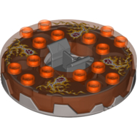 Turntable 6 × 6 Round Flat Silver Base Serrated with Fire Energy Print Transparent-Neonorange