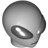Minifig Head Special, Alien with Large Black Eyes Print Light Bluish Gray