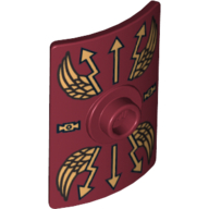 Shield Rectangular Curved with Stud with Gold Lightning Wings and Arrows Print Dunkelrot