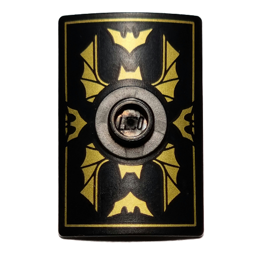 Shield Rectangular Curved with Stud with Gold Bat Wings and Batman Logo Print Schwarz