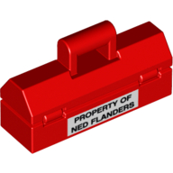 Toolbox with Black 'PROPERTY OF NED FLANDERS' on White Rectangle Print Rot