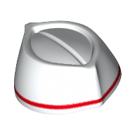 Hat, Butcher with Red Stripe Print Weiß