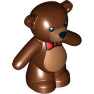 Animal, Bear / Teddy, Arms Down with Black Eyes, Nose, Mouth and Red Bow Tie Print Reddish Brown
