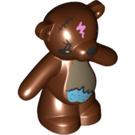 Animal, Bear / Teddy, Arms Down with 1 Black Eye, Nose, Mouth, Crack and Wet Spot Print (Simpsons Bobo) Reddish Brown