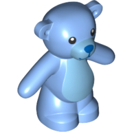 Animal, Bear / Teddy, Arms Down with Black Eyes, Blue Nose and Mouth / Medium Azure Belly Print Mittelblau