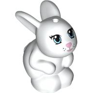 Animal, Rabbit / Bunny Sitting with Blue Eyes and Pink Nose and Mouth Print