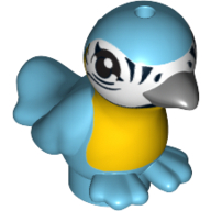 Animal, Bird, Two Feet with Dark Bluish Gray Beak and Yellow Chest Print Medium Azure