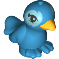 Animal, Bird, Two Feet with Bright Light Orange Beak and Light Blue Eyes Print Dunkelazur