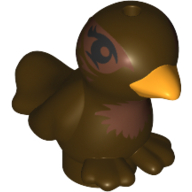 Animal, Bird, Two Feet with Yellow Beak and Copper Chest Print Dark Brown