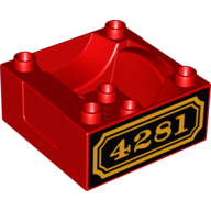 Duplo Train Cab / Tender Base with Bottom Tubes and 4281 Locomotive Print on Both Sides Red