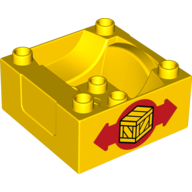 Duplo Train Cab / Tender Base with Bottom Tubes with Box and Arrows Print on Both Sides Yellow