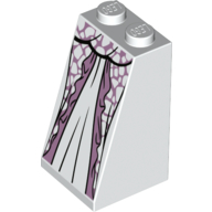 Brick Sloped 75° 2 × 2 × 3 [Solid Studs] with White Dress, Lavender Pattern print White