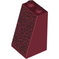 Brick Sloped 75° 2 × 2 × 3 [Solid Studs] with Black Cracks print Dunkelrot