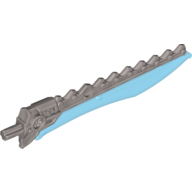 Large Figure Weapon Sword, 11.5L with Sawtooth Back / Trans-Medium Blue Blade Flat Silver