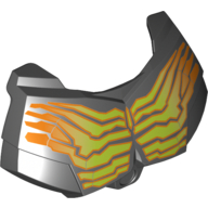 Large Figure Chest Cover, Armour Small with Yellow and Orange Cracked Muscle Lines Print Schwarz
