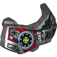 Large Figure Chest Cover, Armour Small with Bones on Chain, Lime Circle, Red Panel with Rivets, Gears Print Perltitan