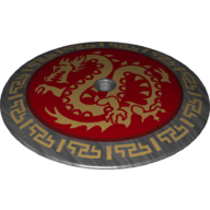 Dish 9 × 9 Inverted with Pin Hole (Radar) and Gold Dragon on Red Medallion Print Perltitan