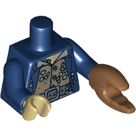 Torso Jacket over Barnacle Encrusted Shirt Print, Dark Blue Arms, Tan Hand Right, Medium Nougat Crab Pincer Left Dunkelblau