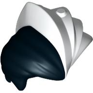 Hair Half Smooth/Half Spiky with Black Right Side Print White