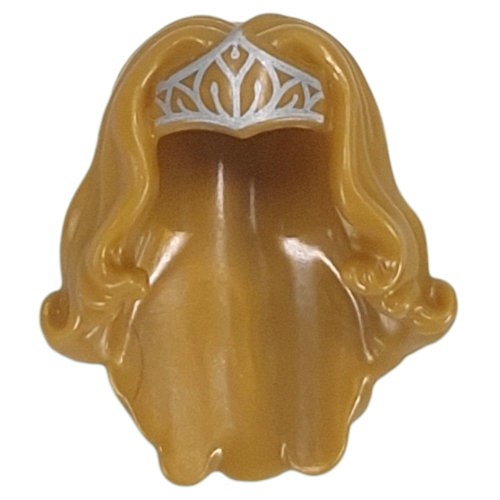 Hair and Tiara, Long Wavy with Silver Tiara print Perlgold