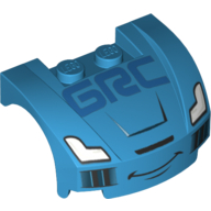Vehicle Body, Wheel Arch / Mudguard 3 × 4 × 1 2/3 Low Profile, Curved Front with Headlights, 'GRC' and Smile Print (Raoul CaRoule) (9485) Dark Azure