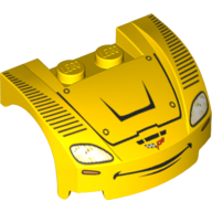 Vehicle Body, Wheel Arch / Mudguard 3 × 4 × 1 2/3 Low Profile, Curved Front with Headlights and Smile Print (Jeff Gorvette) Yellow