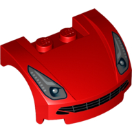 Vehicle Body, Wheel Arch / Mudguard 3 × 4 × 1 2/3 Low Profile, Curved Front with Headlights and Black Grille Print Rot