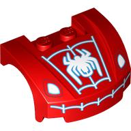 Vehicle Body, Wheel Arch / Mudguard 3 × 4 × 1 2/3 Low Profile, Curved Front with Headlights and White Spider-Man Logo rint Rot