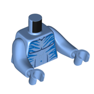 Torso with Long Arms, Na'vi, with Bare Chest, Blue Markings print, Medium Blue Arms and Hands Mittelblau