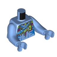 Torso with Long Arms, Na'vi, with Lime/Dark Purple Feathers Decoration print, Medium Blue Arms and Hands Medium Blue