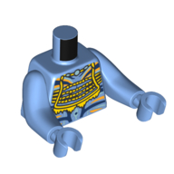 Torso with Long Arms, Na'vi, with Bare Chest, Blue Markings, Yellow Tribal Decorations print, Medium Blue Arms and Hands Mittelblau