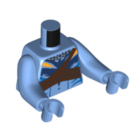 Torso with Long Arms, Na'vi, with Bare Chest, Blue/Yellow Markings, Dark Brown Straps print, Medium Blue Arms and Hands Mittelblau