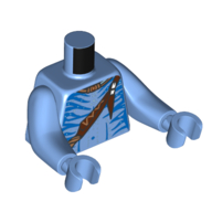 Torso with Long Arms, Na'vi, with Bare Chest, Blue Markings, Reddish Brown Strap with Feather print, Medium Blue Arms and Hands Medium Blue