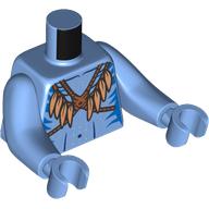Torso with Long Arms, Na'vi, with Bare Chest, Blue Markings, Feather Necklace print, Medium Blue Arms and Hands Medium Blue