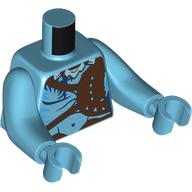Torso with Long Arms, Na'vi, Dark Brown Straps print, Medium Azure Arms and Hands Medium Azure