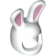 Costume / Mask, Rabbit / Bunny Ears with Bright Pink Auricles Print White