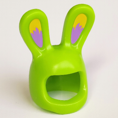 Costume / Mask, Rabbit / Bunny Ears with Medium Lavender and Bright Orange Auricles Print Lime