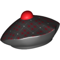 Hat Scottish Tam o'Shanter with Red and White Tartan Print Schwarz