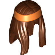 Hair and Headband, Long, Orange Headband Print Reddish Brown