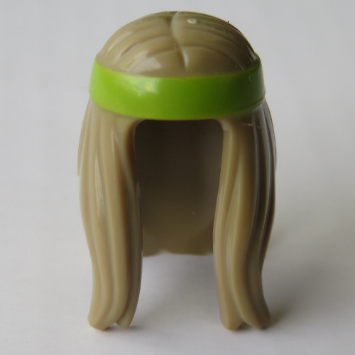 Hair and Headband, Long, Lime Headband Print Dark Tan