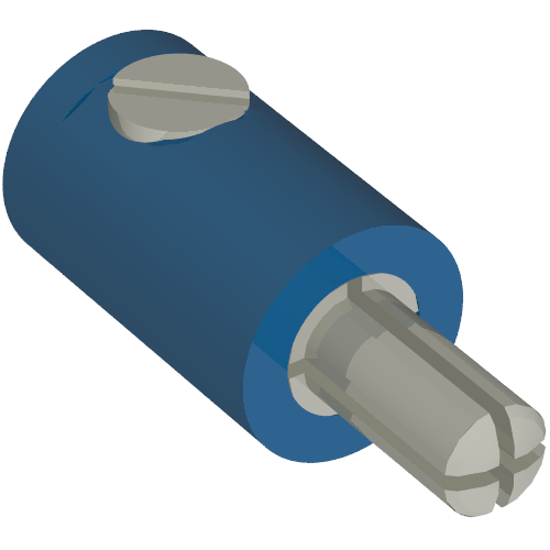 Electric Connector, 1 Way Male Rounded with Cross-Cut Pin (Banana Plug) Blue