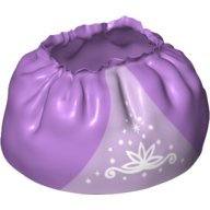 Duplo Skirt Satin with Swirling Floral Design and Stardust on Lavender Underskirt Print (Rapunzel) Medium Lavender