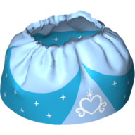 Duplo Skirt Satin Layered with Bright Light Blue Peplum, White Heart and Stars Print Blau