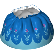 Duplo Skirt with Blue Layered Top Skirt and Medium Azure and Magenta Flowers Print White