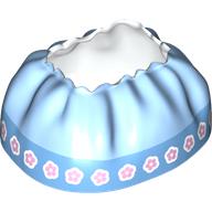 Duplo Skirt Satin with Dark Azure Trim, Lavender Flower print White